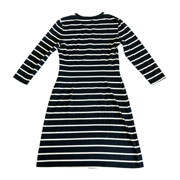 J. McLaughlin Back White Stripe Dress Shift 3/4 Sleeves Stretch Size Small Women - Picture 6 of 11